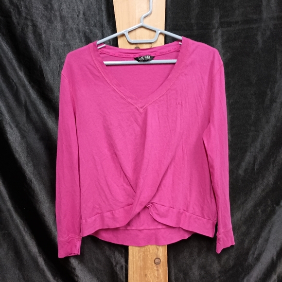 Chic Pink 3/4 Sleeve Wrap Blouse - Picture 5 of 8